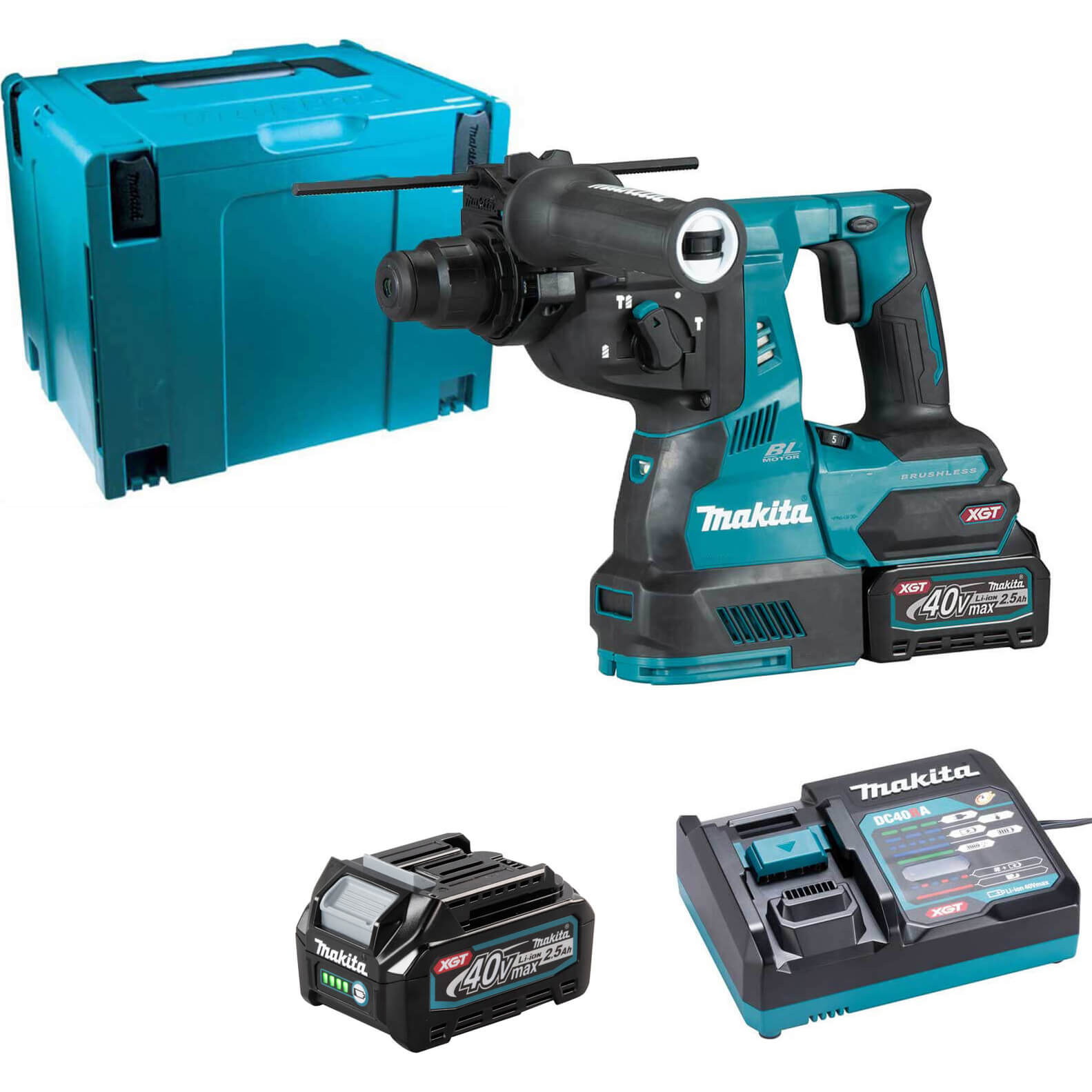 Image of Makita HR003G 40v Max XGT Cordless Brushless SDS Plus Drill 2 x 2.5ah Li-ion Charger Case