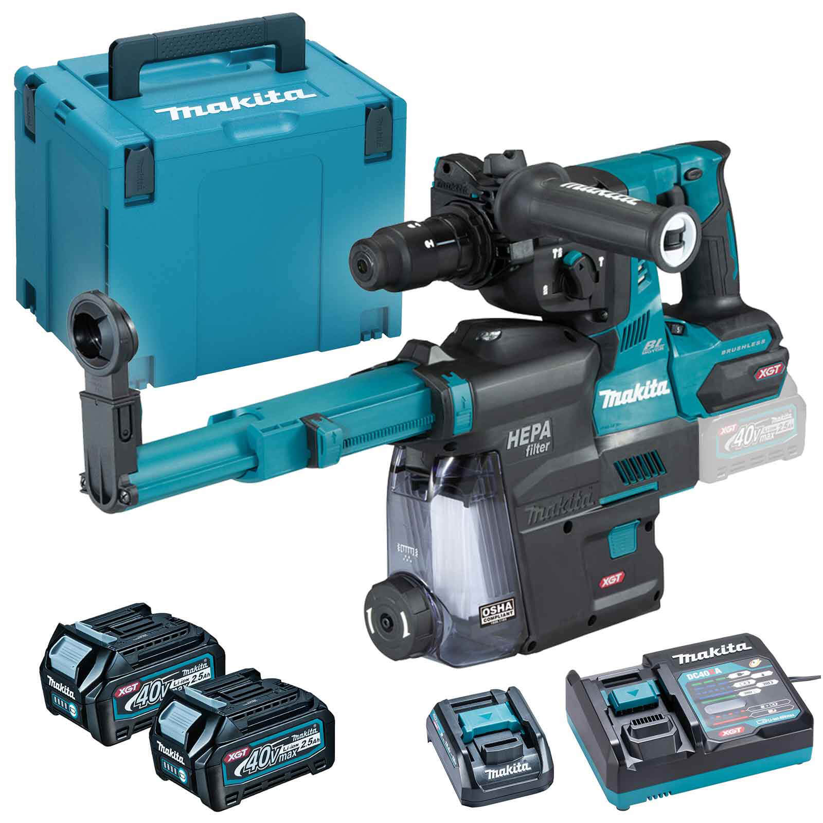 Image of Makita HR004G 40v Max XGT Cordless Brushless SDS Plus Rotary Hammer Drill 2 x 2.5ah Li-ion Charger Case