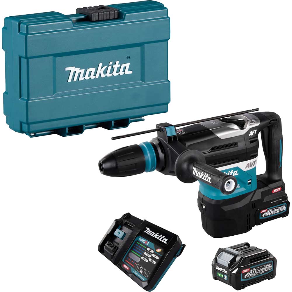 Image of Makita HR005G 40v Max XGT Cordless Brushless Demolition Hammer 2 x 2.5ah Li-ion Charger Case