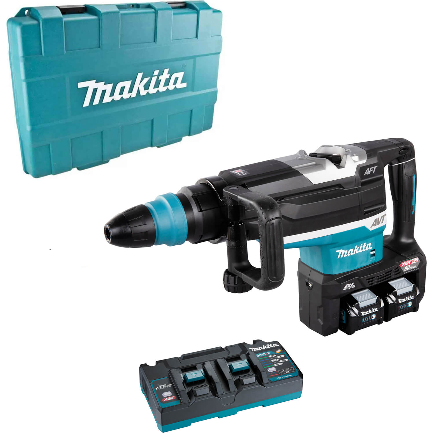Image of Makita HR006G Twin 40v Max XGT Cordless Brushless Demolition Hammer 2 x 2.5ah Li-ion Charger Case
