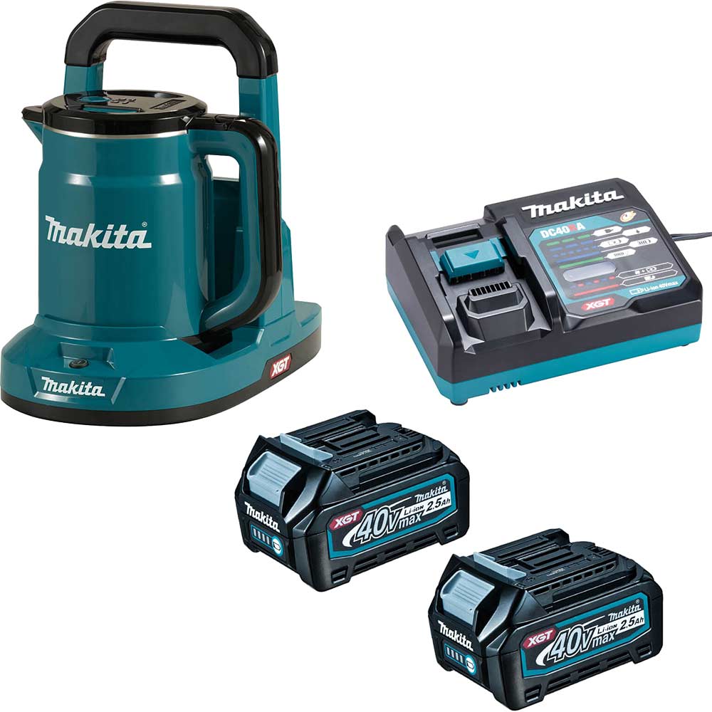 Makita KT001G 40v Max XGT Cordless Kettle 2 x 2.5ah Li-ion Battery Charger
