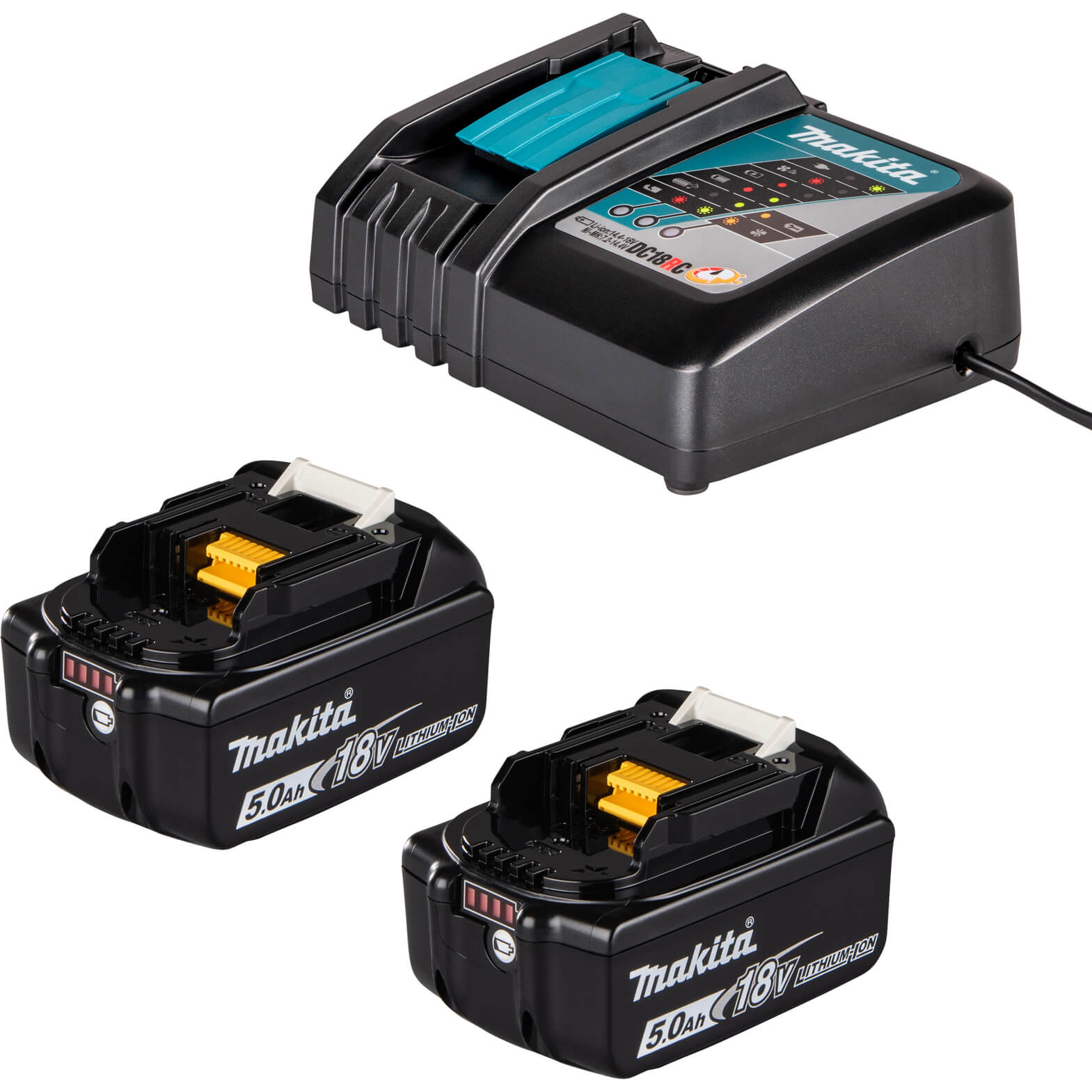 Makita DC18RC 18v Charger and 2 Li-ion Batteries 5ah 5ah
