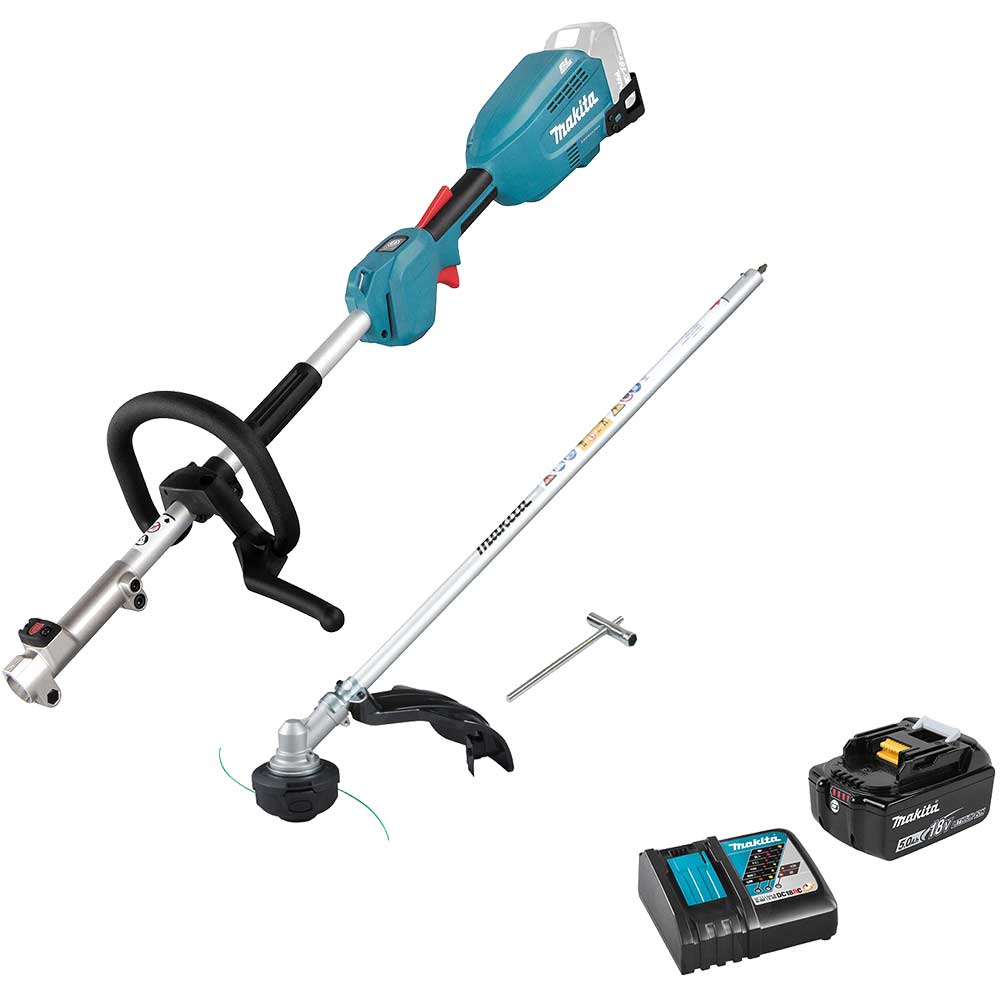 Makita 18v LXT Cordless Split Shaft Garden Multi Tool Kit 1 x 5ah Li-ion Battery Charger