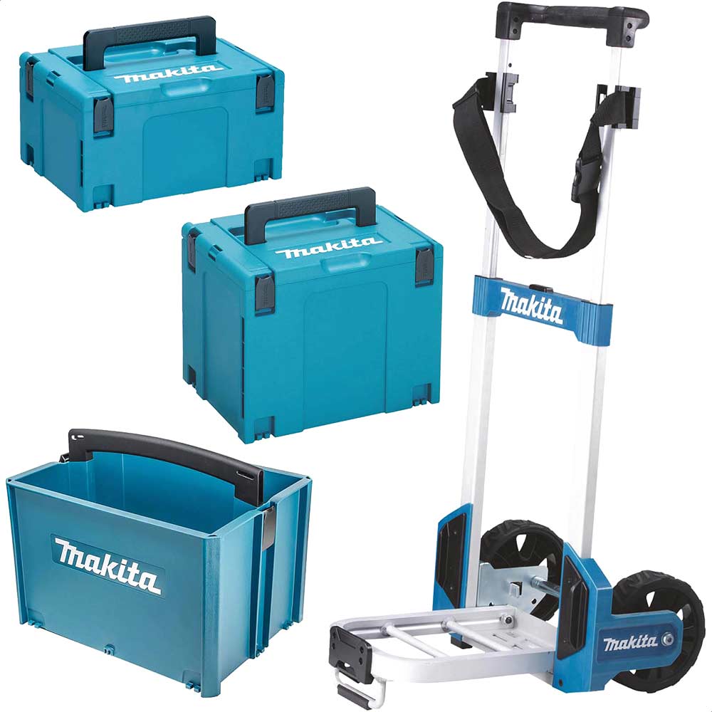 Makita 2 Piece MakPac Connector Stackable Power Tool Case Set, Case Trolley and Tote