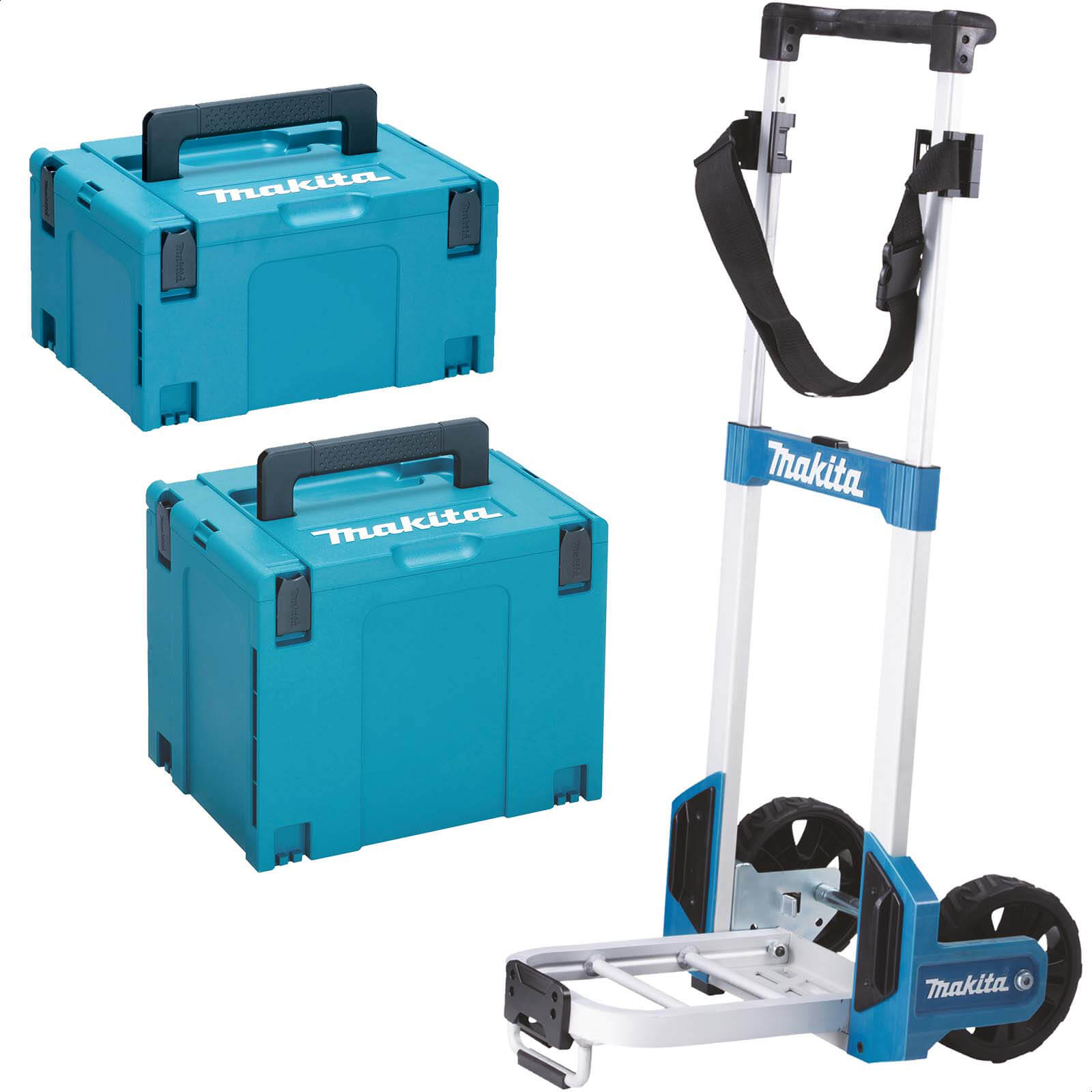Image of Makita 3 Piece MakPac Connector Stackable Power Tool Case Set and Case Trolley
