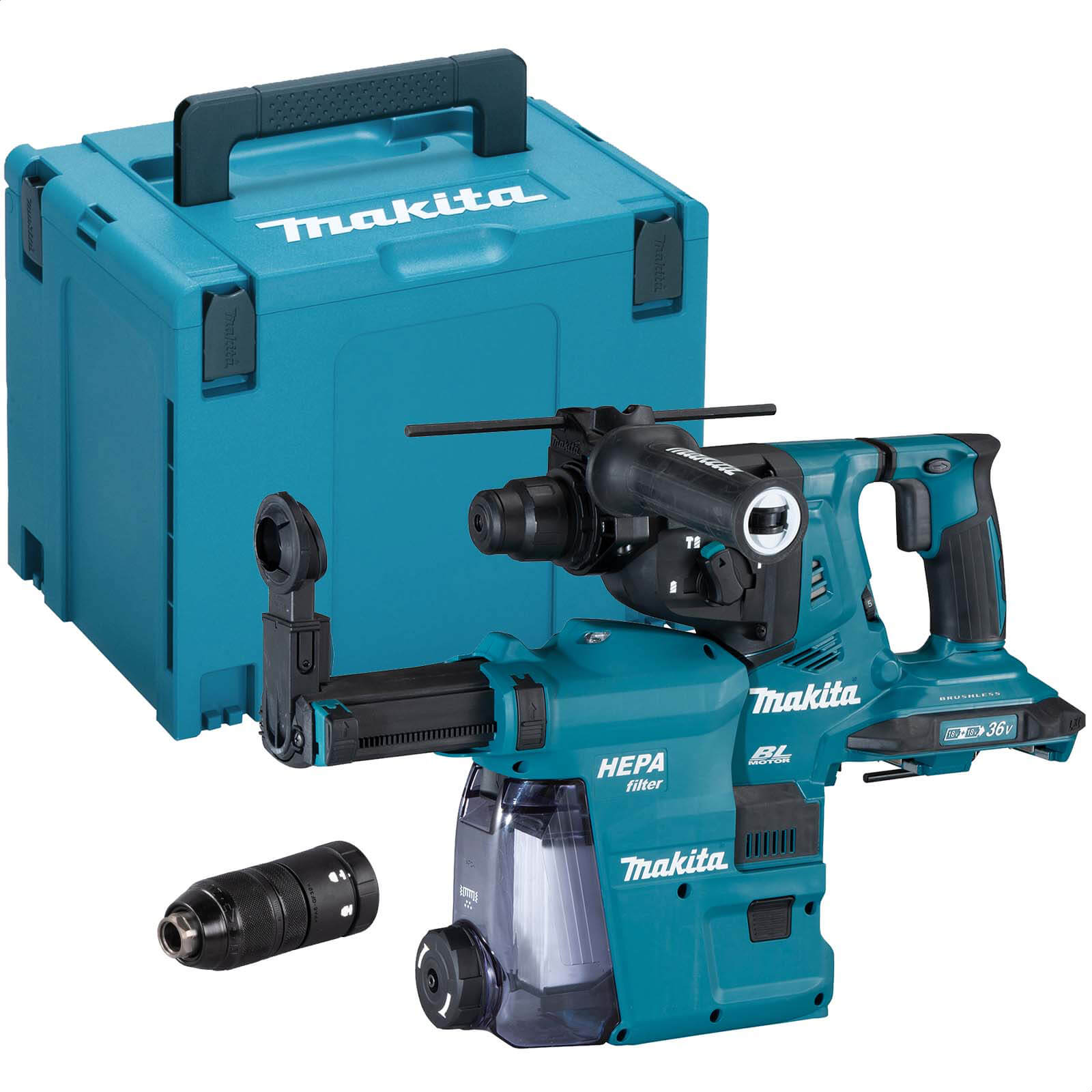 Image of Makita DHR281 Twin 18v LXT Cordless Brushless SDS Hammer Drill No Batteries No Charger Case & Accessories