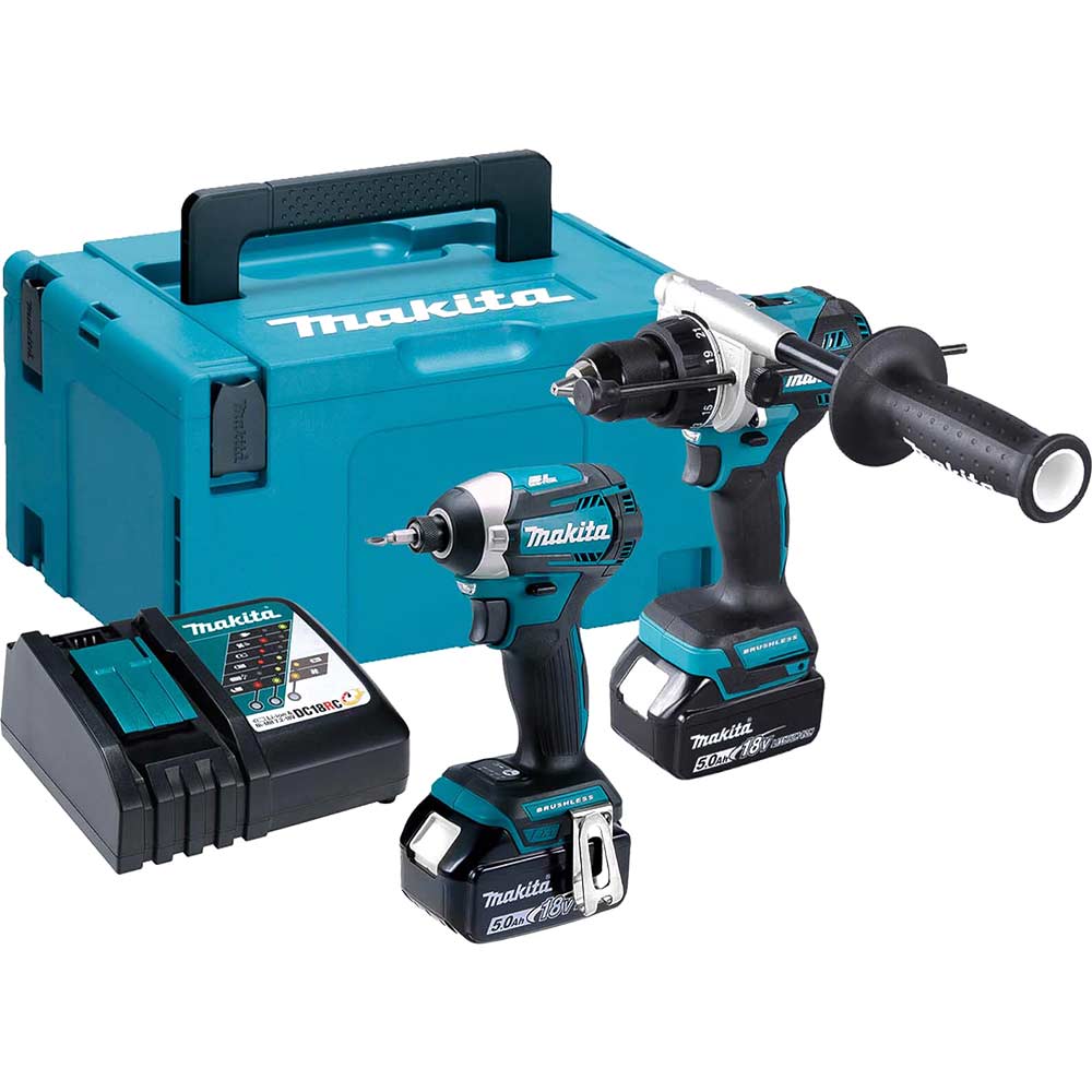 Makita DLX2412TJ 18v LXT Cordless Brushless Combi Drill and Impact Driver Kit 2 x 5ah Li-ion Charger Case