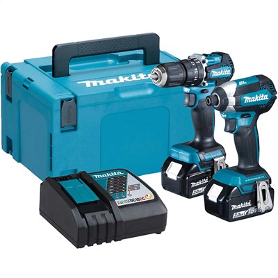 Makita DLX2460TJ 18v LXT Cordless Brushless Combi Drill and Impact Driver Kit