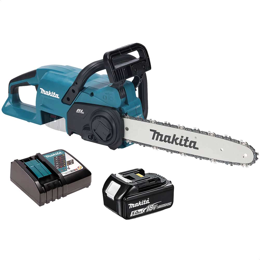 Makita DUC357 18v LXT Cordless Brushless Chainsaw 350mm 1 x 5ah Li-ion Battery Charger