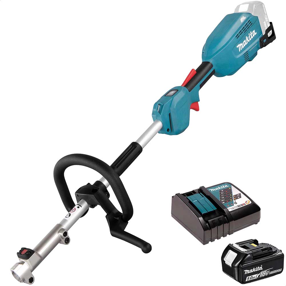 Image of Makita DUX18 18v LXT Cordless Brushless Split Shaft Garden Multi Tool Set 1 x 5ah Li-ion Charger