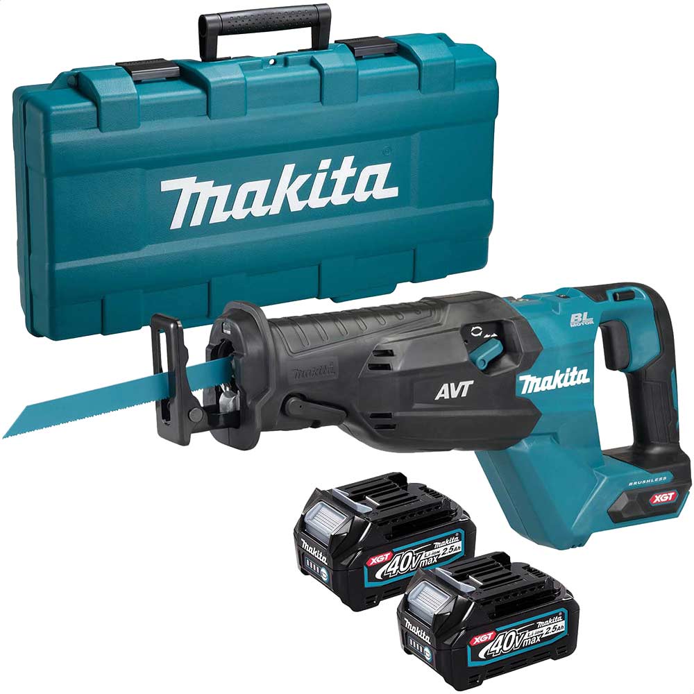 Makita JR002G 40v Max XGT Cordless Brushless Reciprocating Saw 2 x 2.5ah Li-ion Battery Charger Case