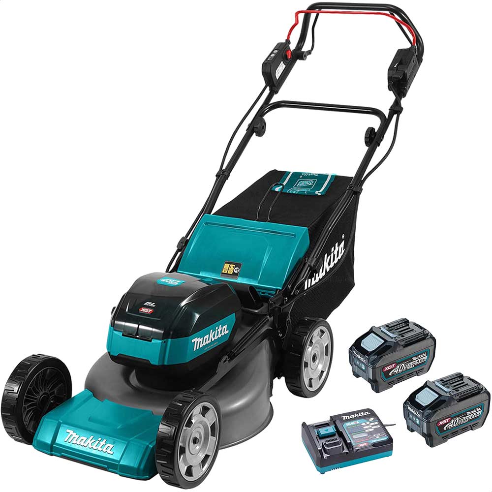 Makita LM001G 40v Max XGT Cordless Brushless Lawnmower 480mm 2 x 5ah Li-ion Battery Charger