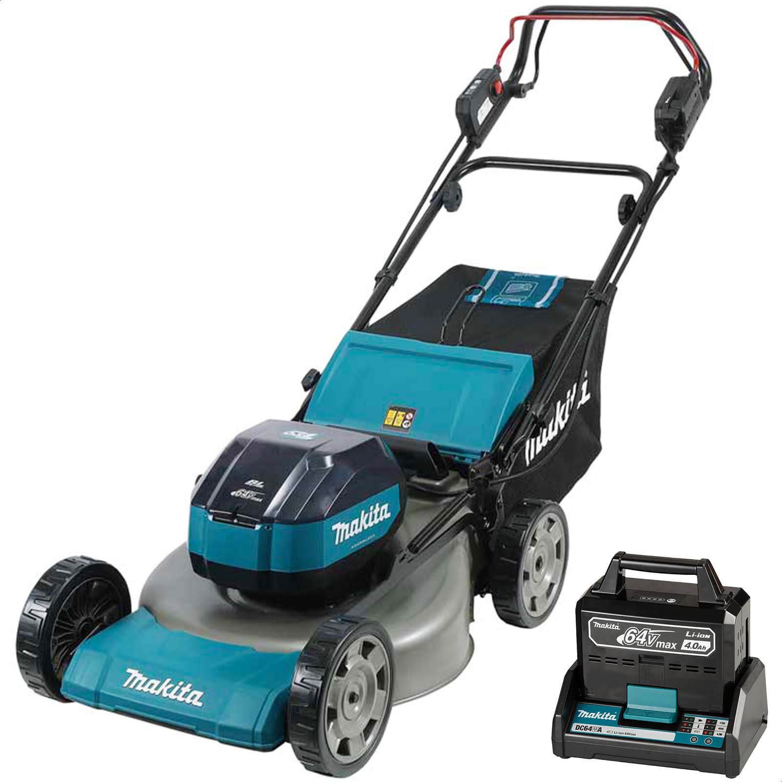 Image of Makita LM004J 64v Max Cordless Brushless Lawnmower 530mm 1 x 4ah Li-ion Charger