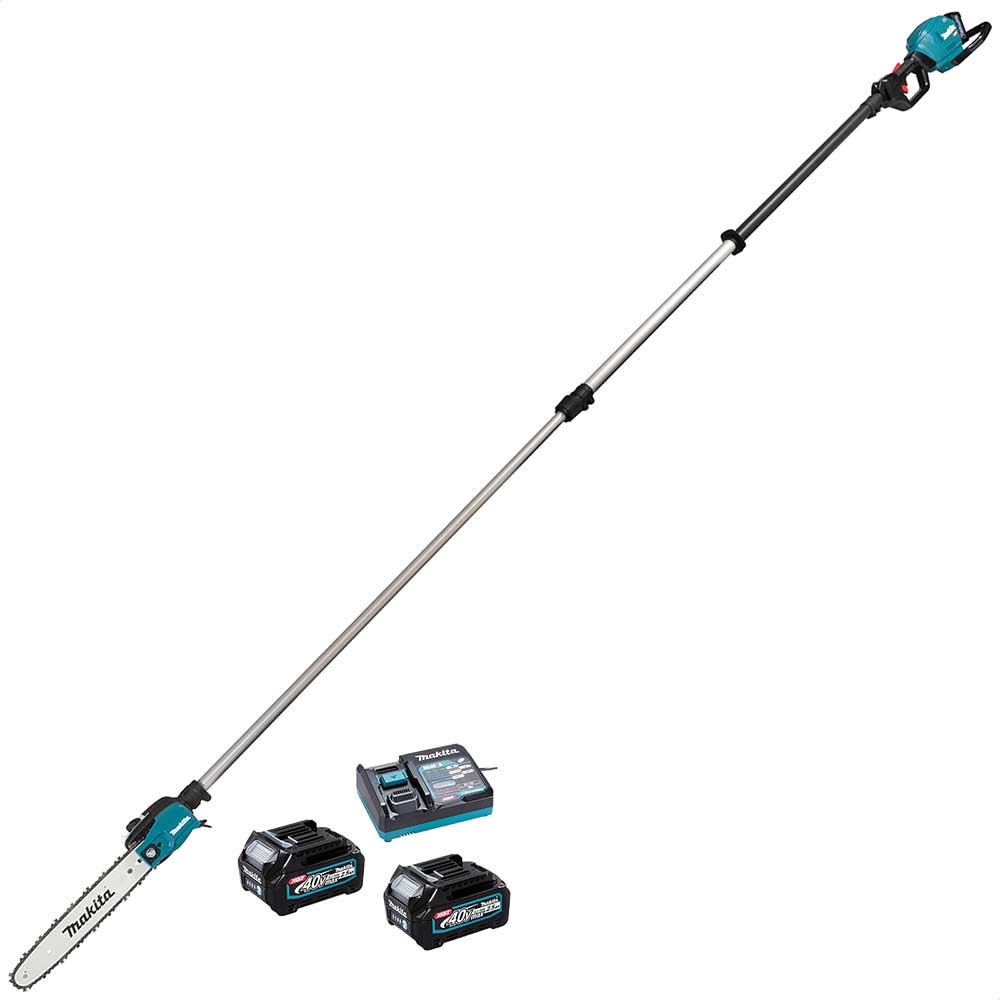 Makita UA004G 40v Max XGT Cordless Brushless Telescopic Pole Saw 2 x 2.5ah Li-ion Battery Charger