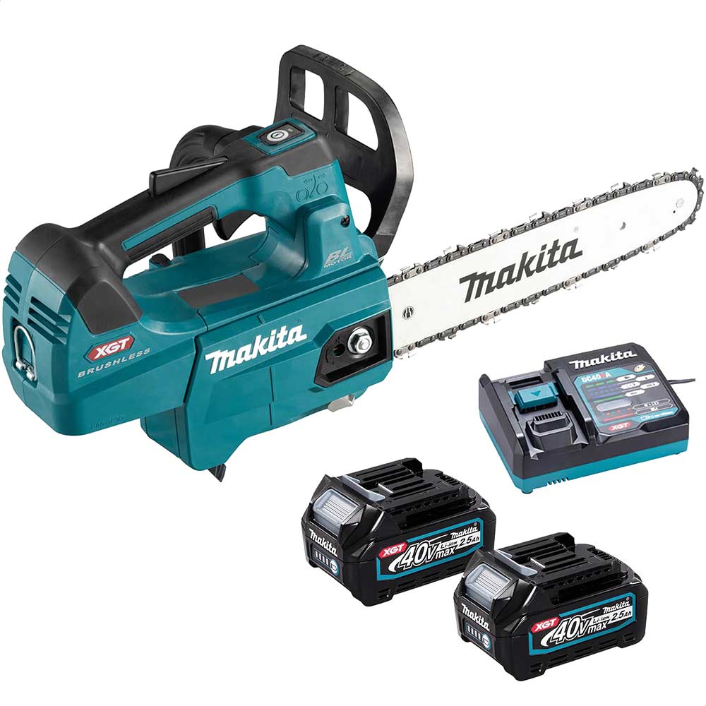 Image of Makita UC002G 40v Max XGT Cordless Brushless Top Handle Chainsaw 250mm 2 x 2.5ah Li-ion Charger