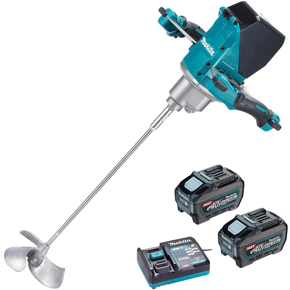 Photos - Plaster Mixer Makita UT001G 40v Max XGT Cordless Brushless Mixer 2 x 5ah Li-ion Charger 