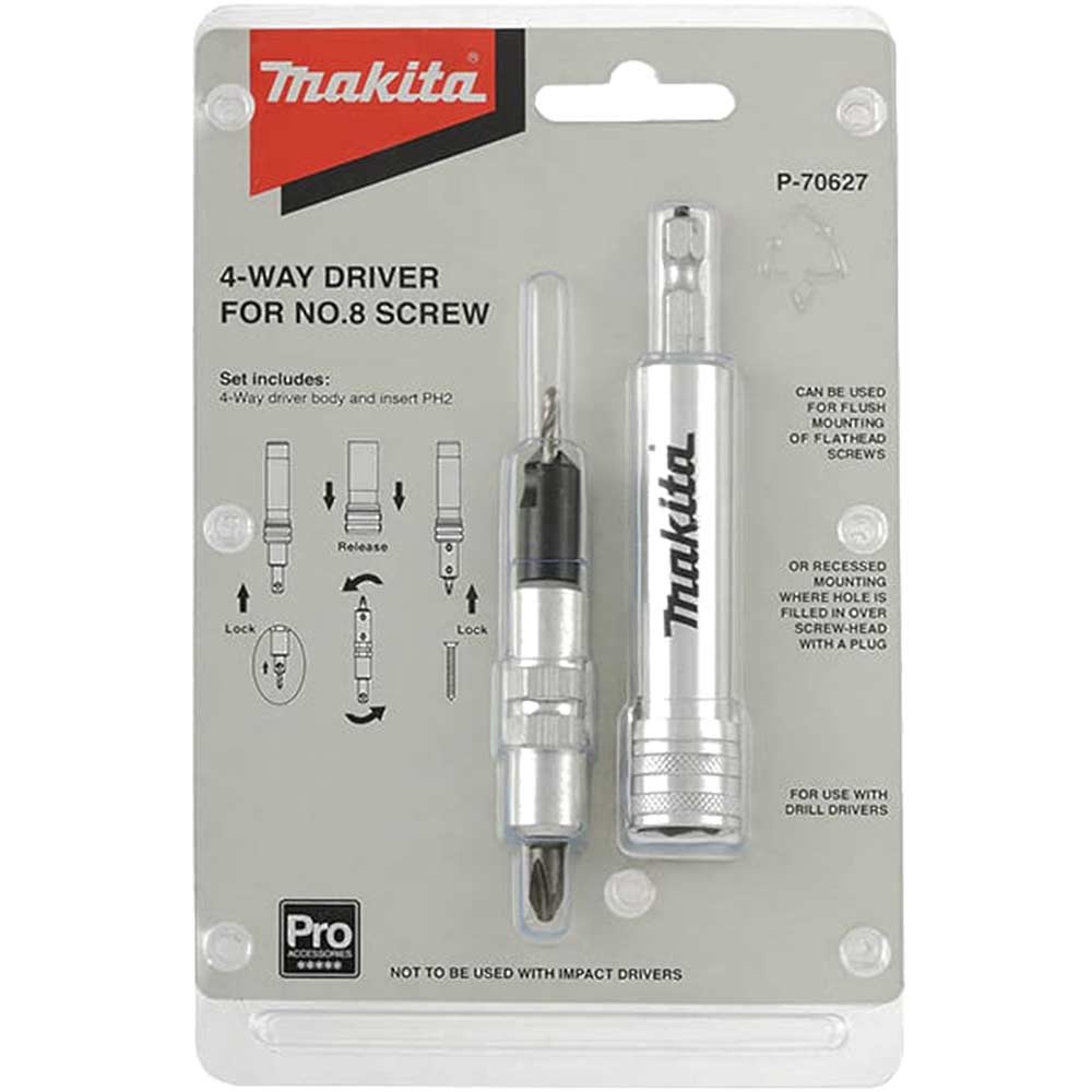 Photos - Diamond Core Bit / Milling Cutter Makita Professional 4 Way Drill and Screwdriver Bit Size 8 P-70627 