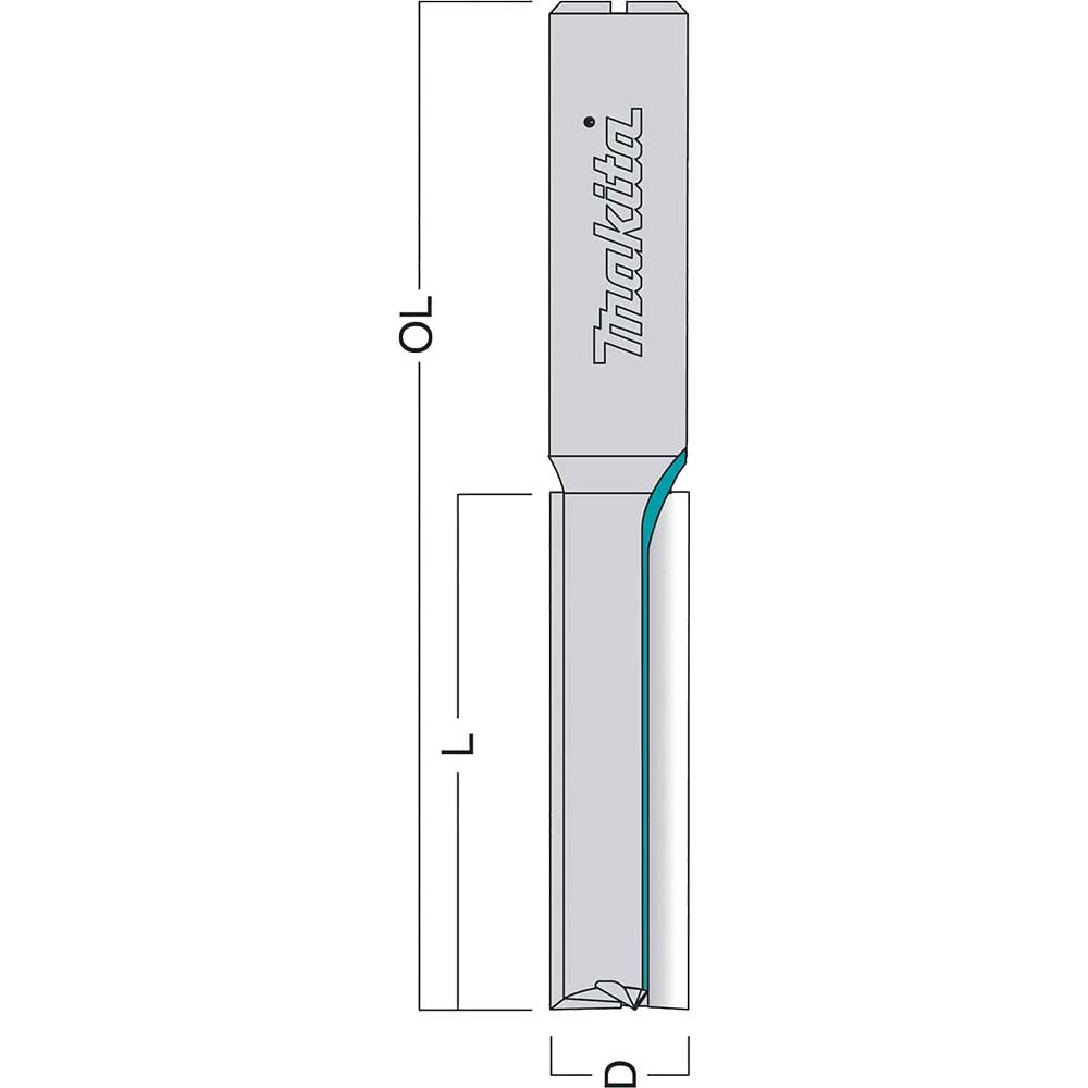 Image of Makita TCT Double Flute Straight Router Cutter 12mm 20mm 1/4"