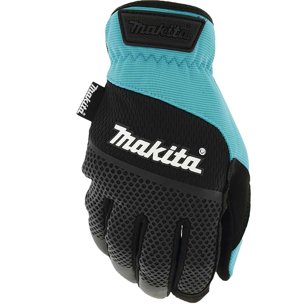 Makita Open Cuff Working Gloves Black / Blue M Pack of 1