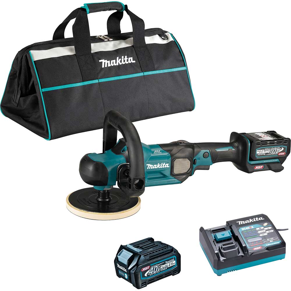 Makita PV001G 40v Max XGT Cordless Brushless Polisher 180mm 2 x 2.5ah Li-ion Battery Charger Bag