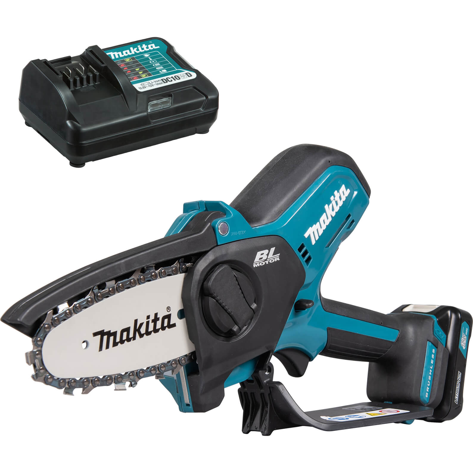 Image of Makita UC100D 12v Max CXT Cordless Brushless Pruning Saw 100mm 1 x 2ah Li-ion Charger
