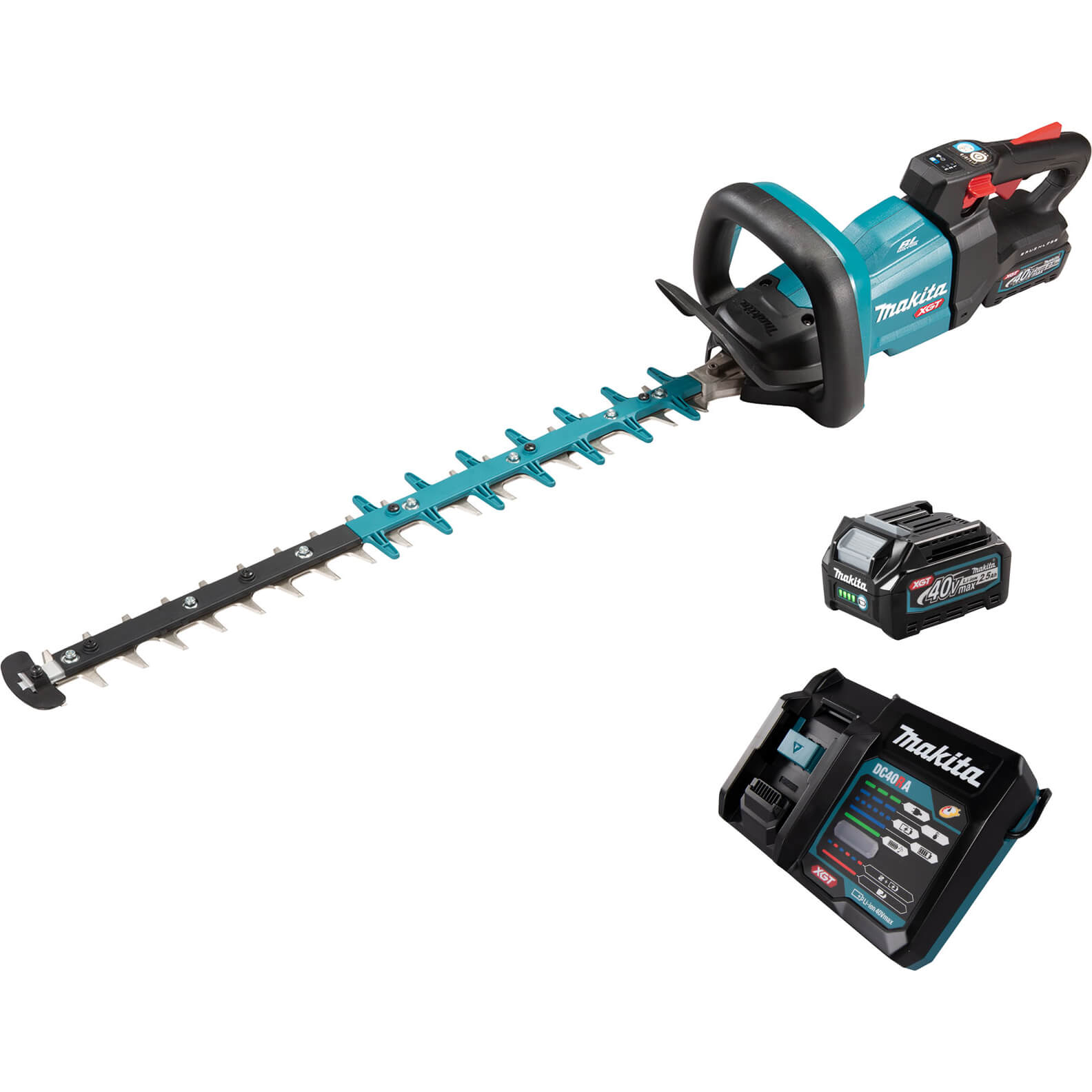 Image of Makita UH004G 40v Max XGT Cordless Brushless Hedge Trimmer 600mm 2 x 2.5ah Li-ion Charger