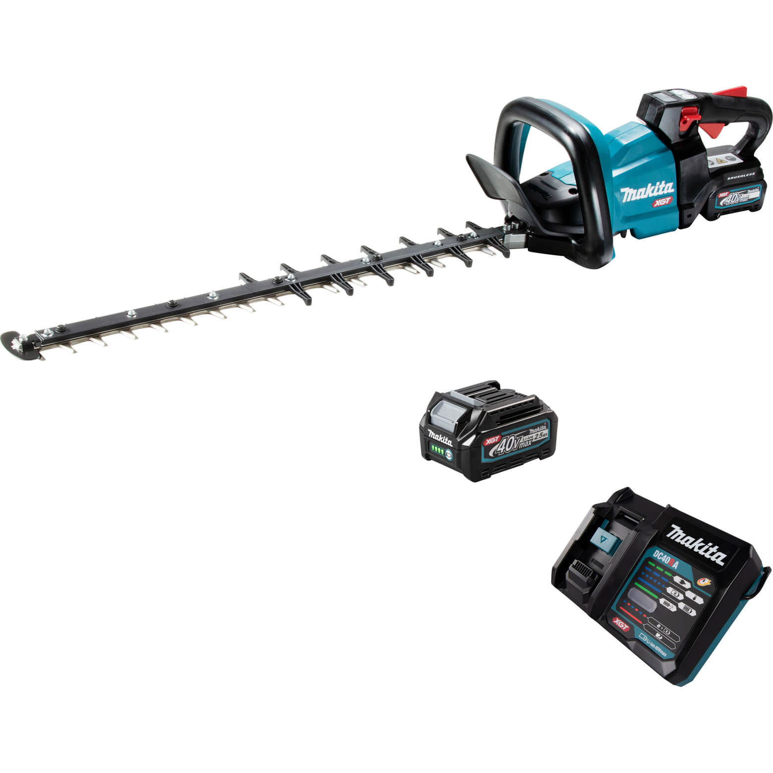 Image of Makita UH006G 40v Max XGT Cordless Brushless Hedge Trimmer 600mm 2 x 2.5ah Li-ion Charger