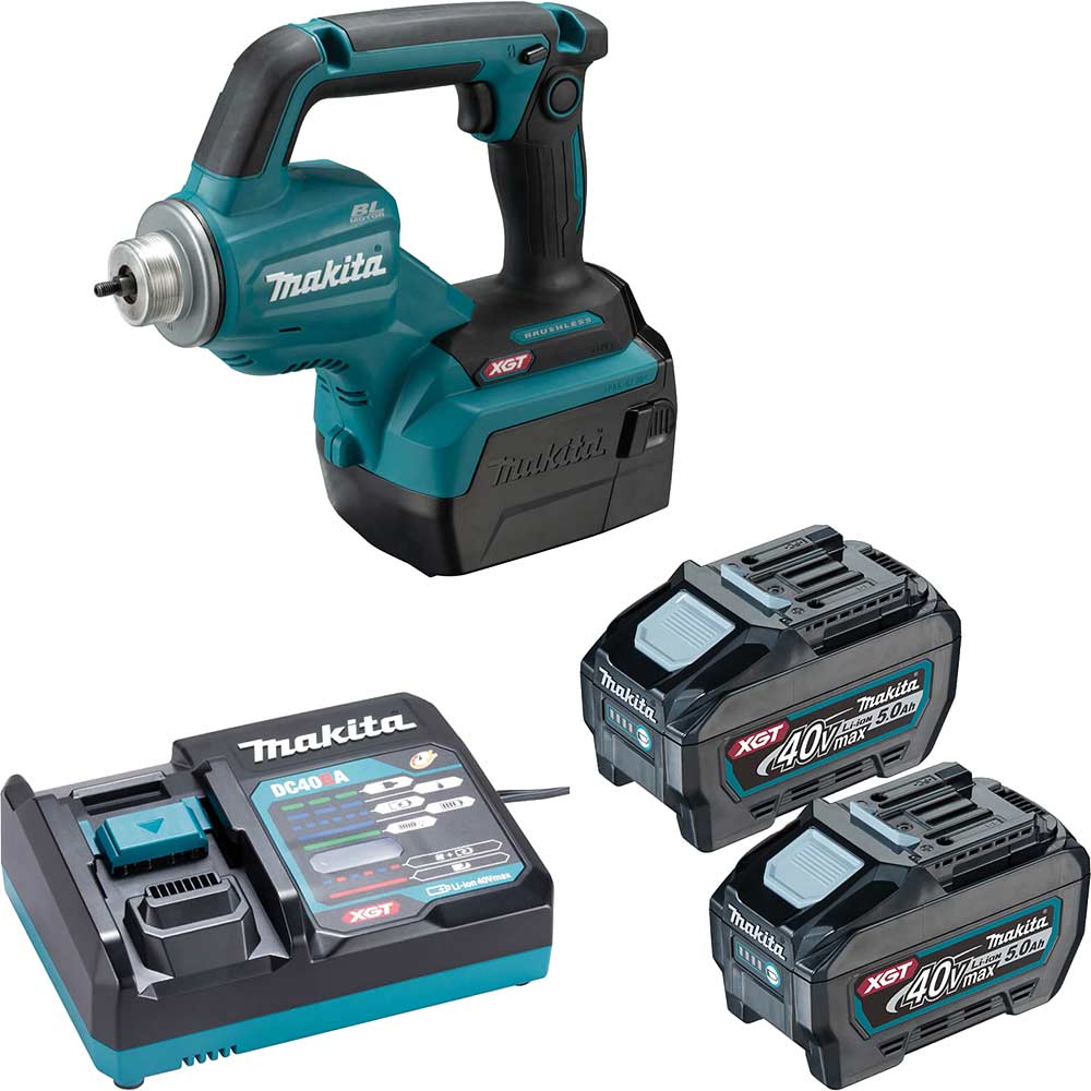 Makita VR001G 40v Max XGT Cordless Brushless Concrete Vibrator Poker 2 x 5ah Li-ion Battery Charger