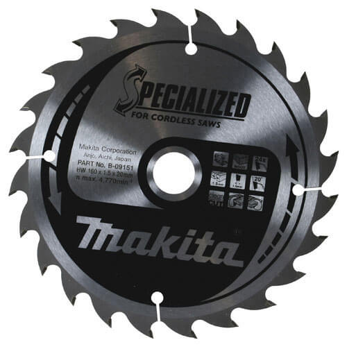 Image of Makita SPECIALIZED Cordless Wood Cutting Saw Blade 85mm 20T 15mm