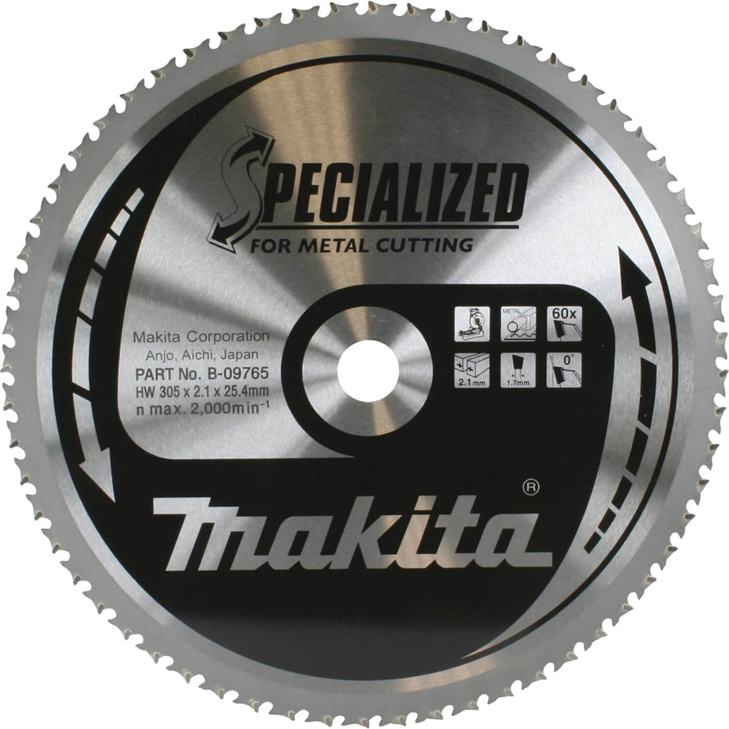 Image of Makita SPECIALIZED Metal Cutting Saw Blade 305mm 60T 25.4mm