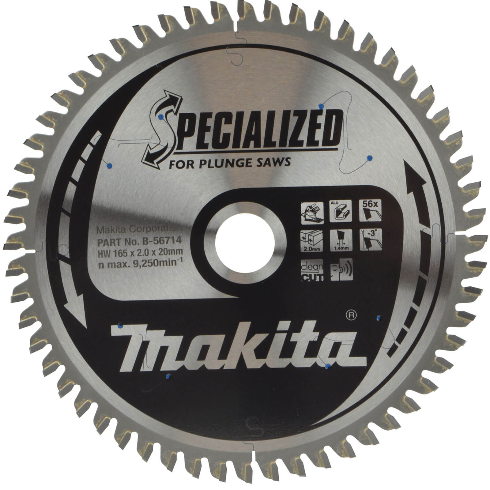 Image of Makita SPECIALIZED Plunge Saw Aluminium Cutting Saw Blade 165mm 56T 20mm