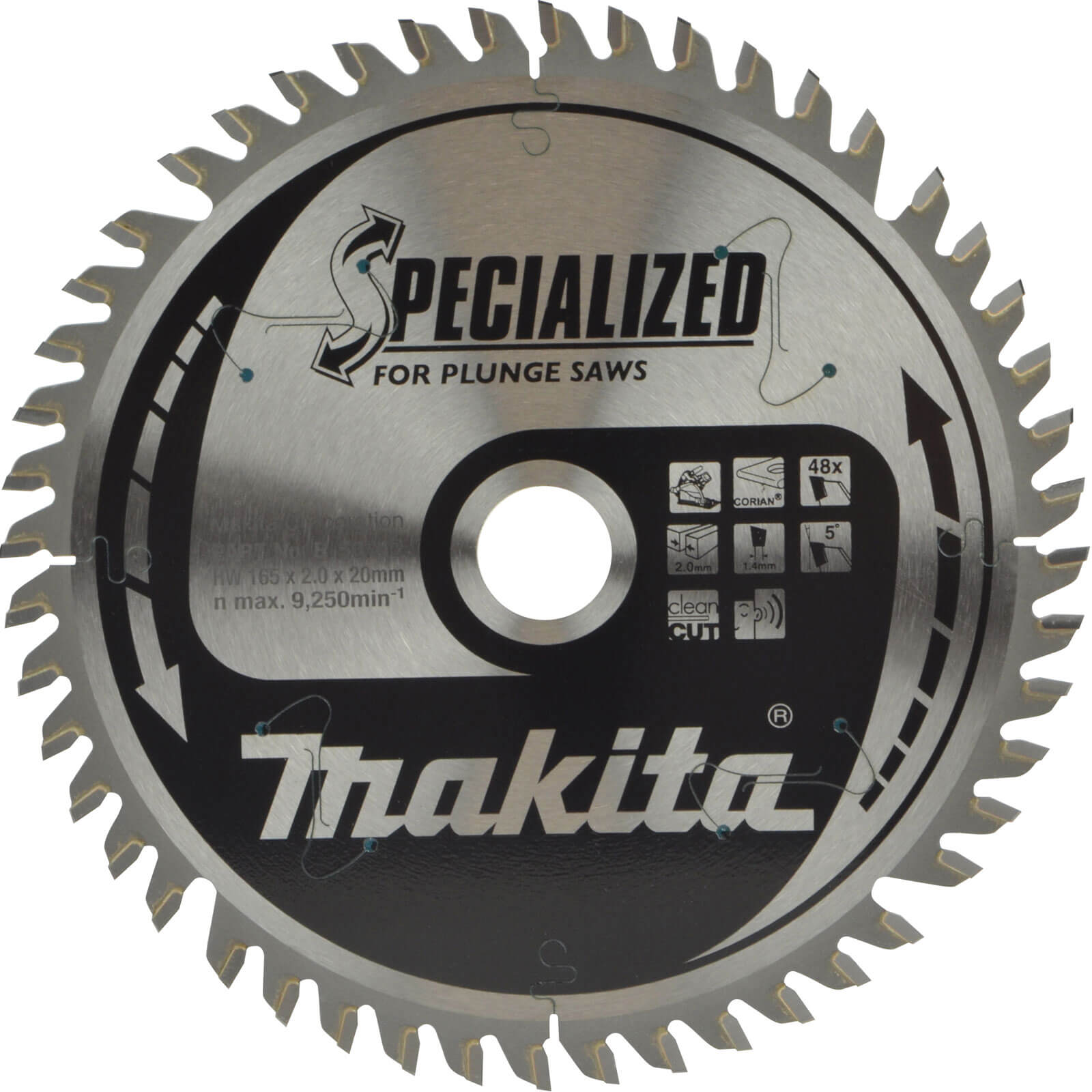 Image of Makita SPECIALIZED Plunge Saw Corian Cutting Saw Blade 165mm 48T 20mm