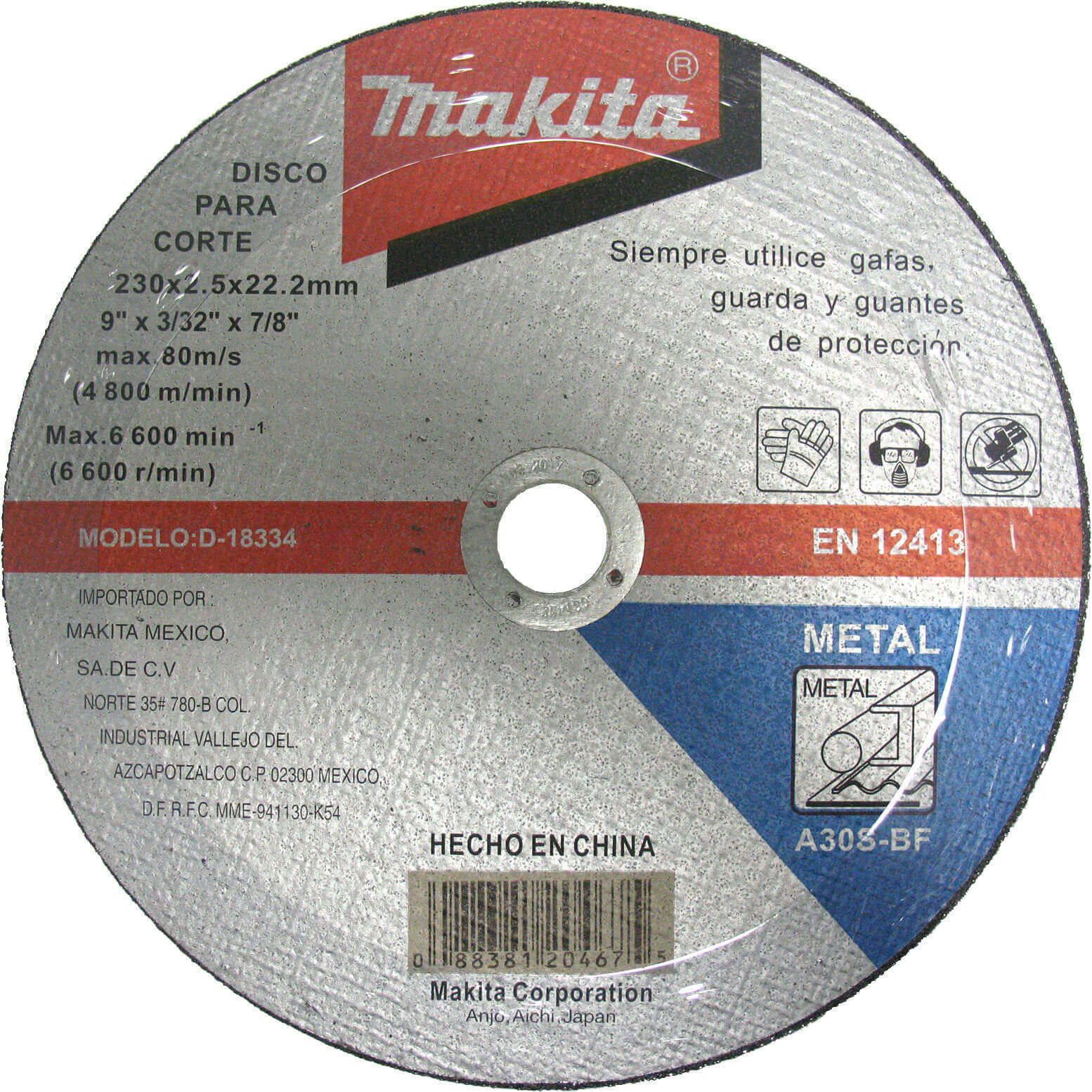 Image of Makita Flat Metal Cutting Disc 230mm 3.2mm 22mm