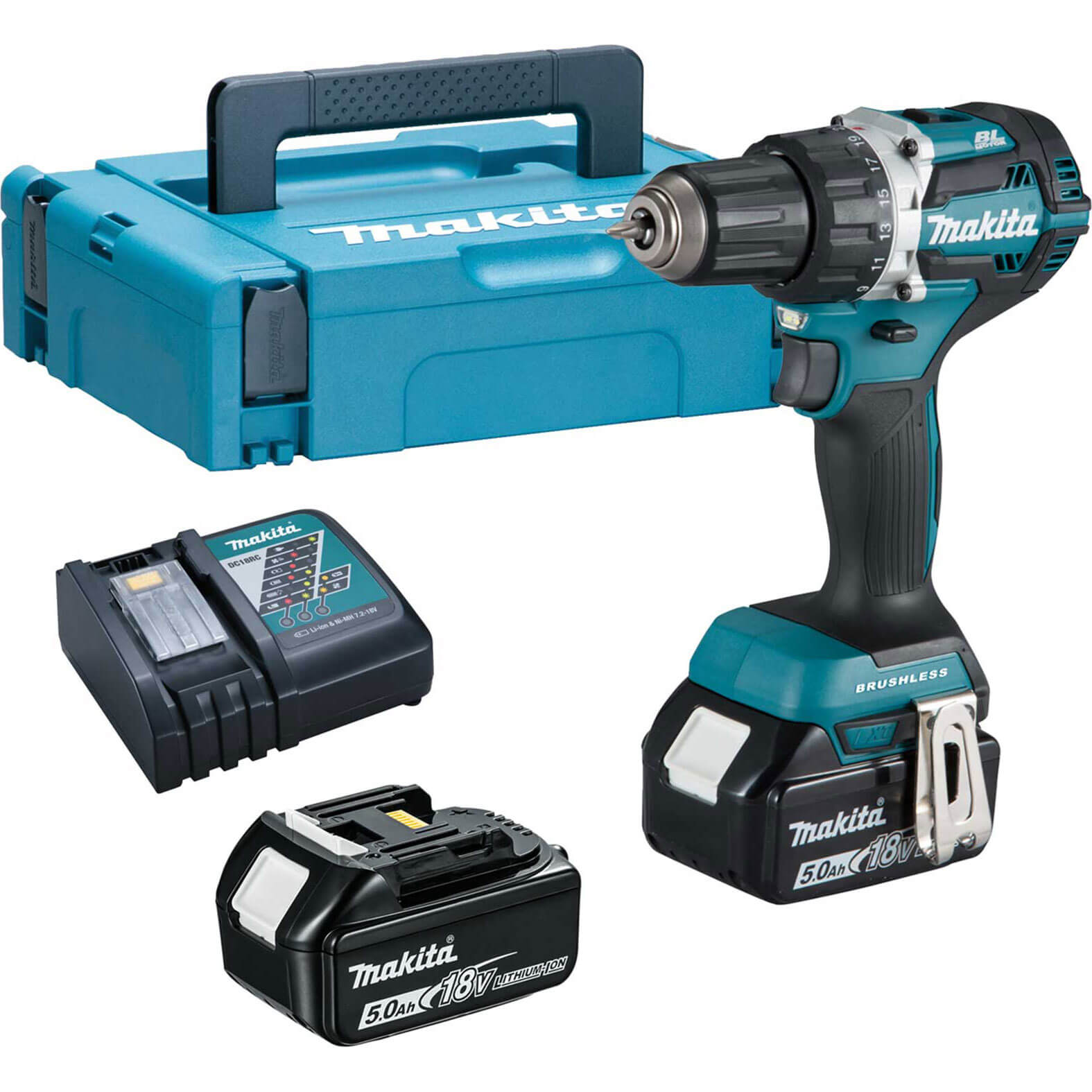 Image of Makita DDF484 18v LXT Cordless Brushless Drill Driver 2 x 5ah Li-ion Charger Case