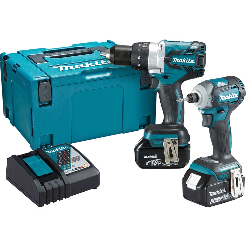 Makita DLX2214TJ 18v LXT Cordless Combi Drill and Impact Driver Kit 2 x 5ah Li-ion Charger Case