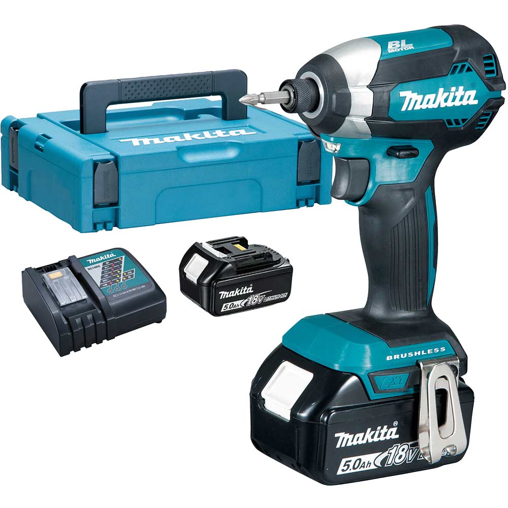 Image of Makita DTD153 18v LXT Cordless Brushless Impact Driver 2 x 5ah Li-ion Charger Case