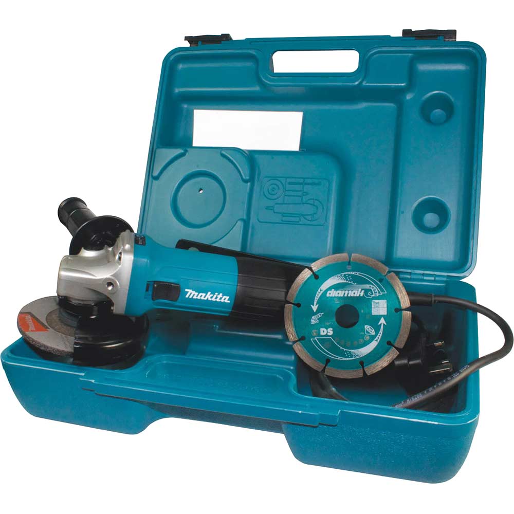 Image of Makita GA4530RKD Angle Grinder and Diamond Blade 115mm 240v