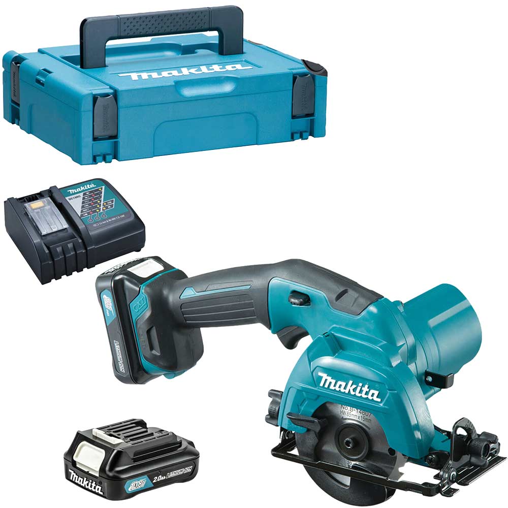 Makita HS301D 12v Max CXT Cordless Circular Saw 85mm 2 x 2ah Li-ion Battery Charger Case
