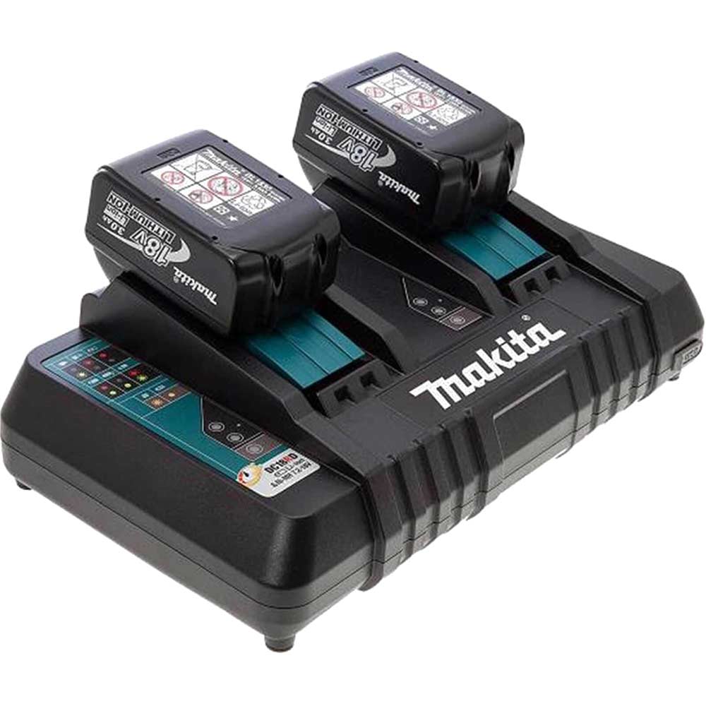 Image of Makita DC18RD 18v Twin Charger and 2 Li-ion Batteries 3ah