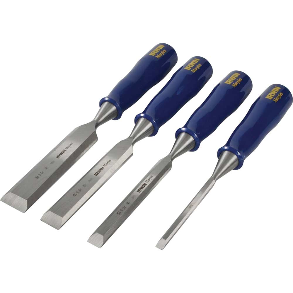 Image of Marples M444 4 Piece Blue Chip Bevel Edge Wood Chisel Set