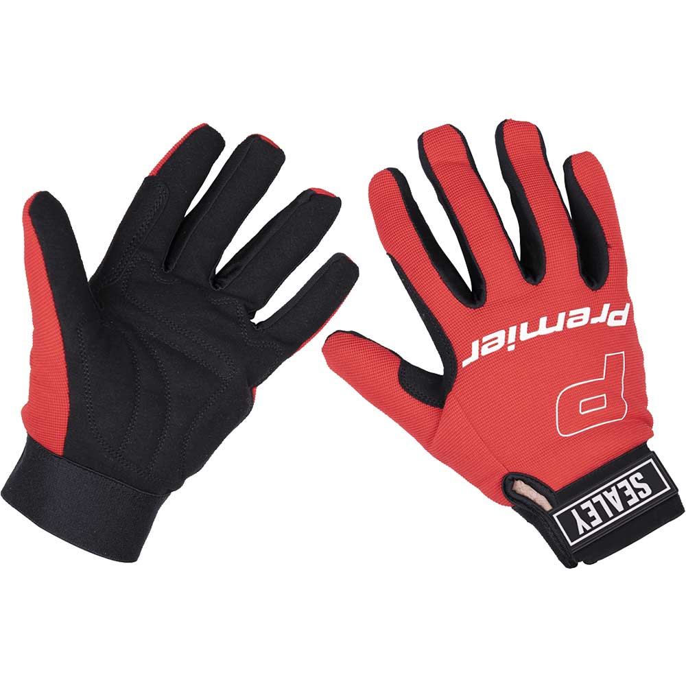 Sealey Premier Mechanics Padded Gloves Red XL