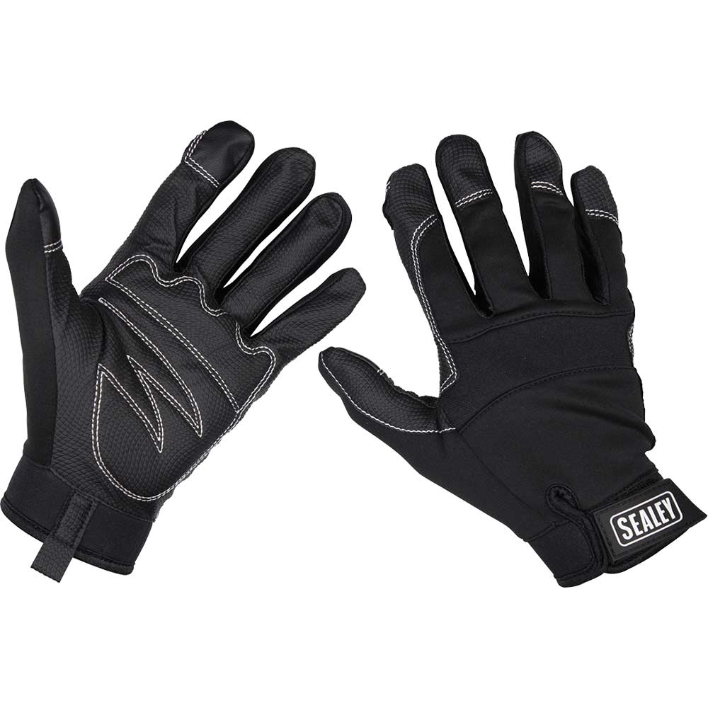 Sealey Tactouch Mechanics Gloves Black / Red L in UK Specification