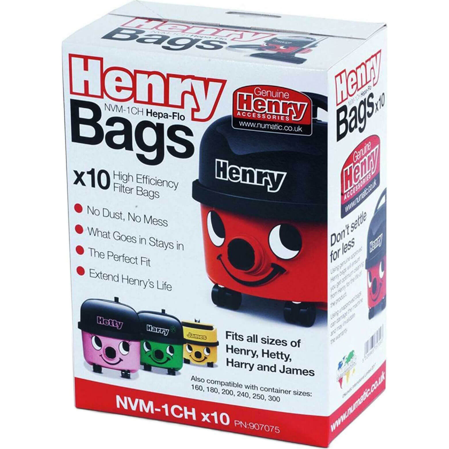 Image of Numatic HVR200 Henry Hoover Filter Dust Bags Pack of 10