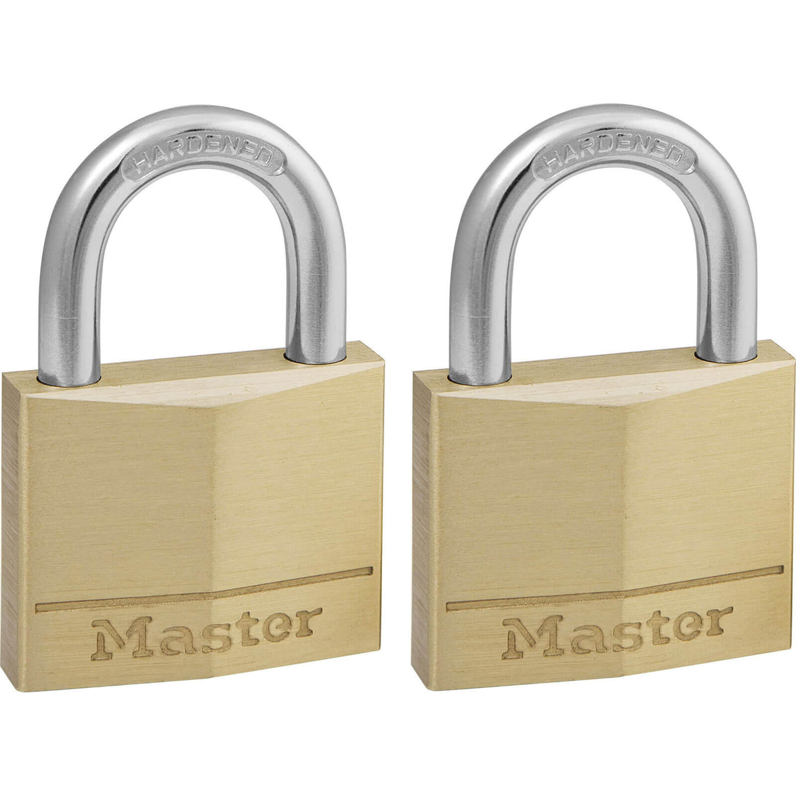 Image of Masterlock Solid Brass Padlock Pack of 2 Keyed Alike 40mm Standard