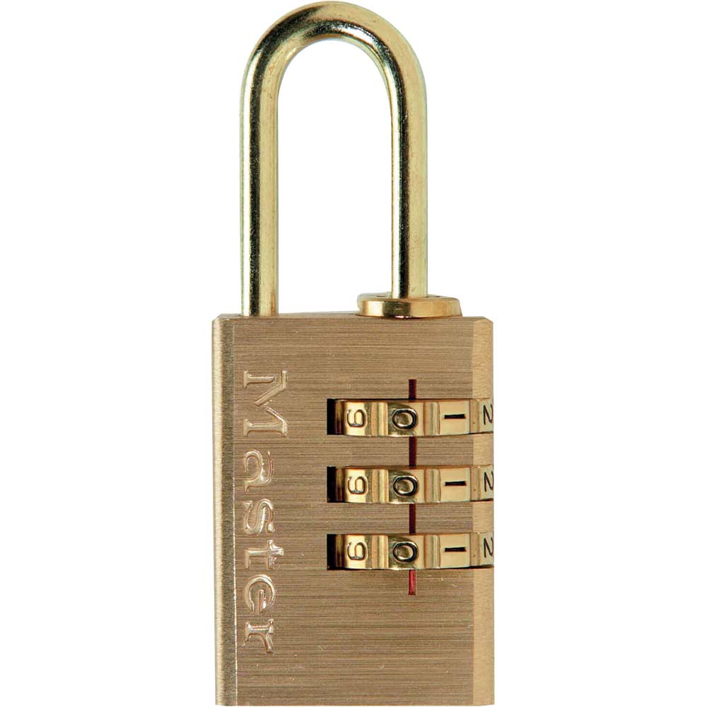 Image of Masterlock Brass Finish Combination Padlock 20mm Standard