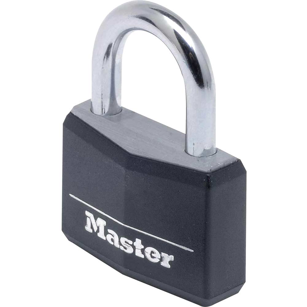 Image of Masterlock Aluminium Vinyl Padlock 40mm Black Standard