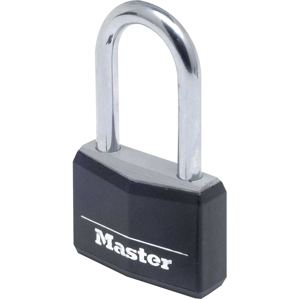 Image of Masterlock Aluminium Vinyl Padlock 40mm Black Long