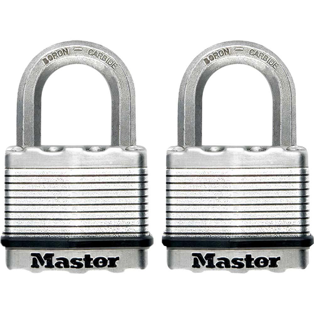 Masterlock Excell Laminated Steel Padlock Pack of 2 Keyed Alike 50mm Standard