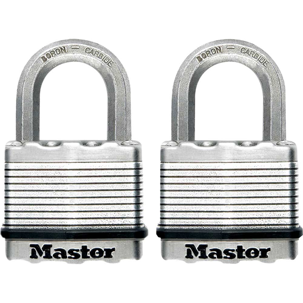 Image of Masterlock Excell Laminated Steel Padlock Pack of 2 Keyed Alike 50mm Standard