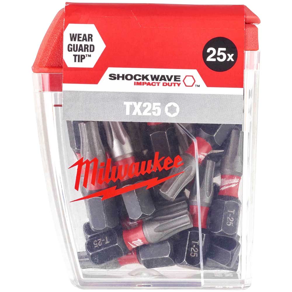 Milwaukee Shockwave Impact Duty Torx Screwdriver Bits TX25 25mm Pack of 25